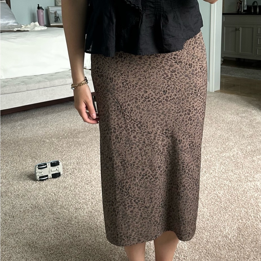 A New Day Leopard Print Midi Skirt Sz M